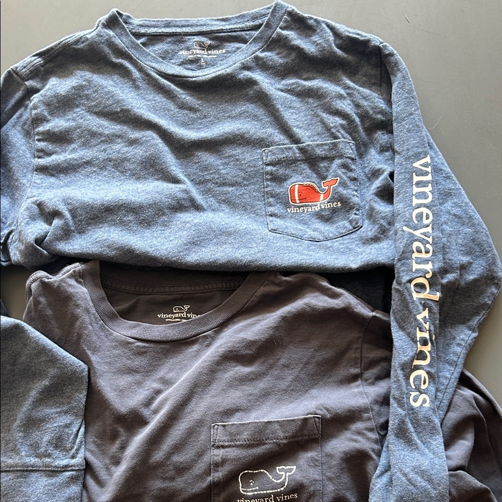 Vineyard Vines Navy & Dark Blue Long Sleeve Pocket Tees
